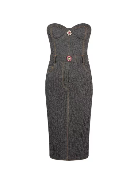 Rochie midi Moschino fără bretele gri