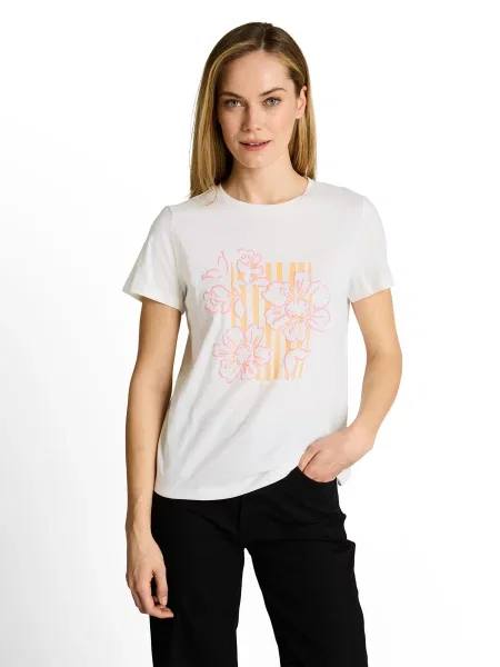 TOM TAILOR Tricou portocaliu / roz pal alb