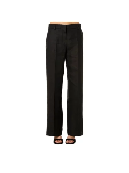 Lniane spodnie Weekend Max Mara czarne