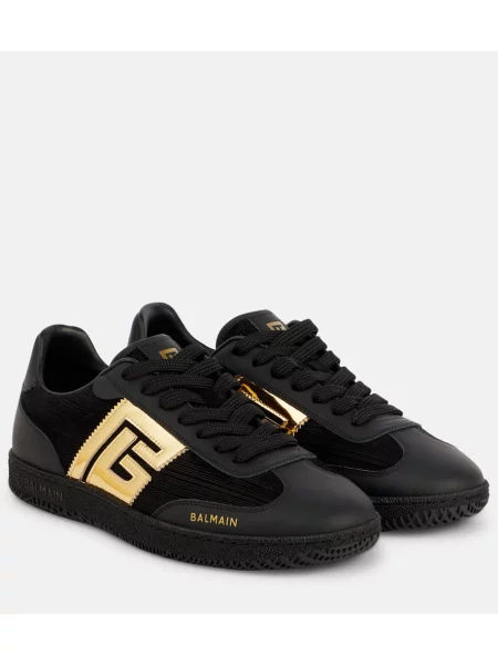 Кожени маратонки Balmain черно