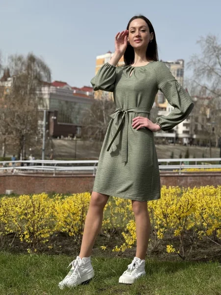 CAT ORANGE Сукня міні Хакі Льон/віскоза помаранчева