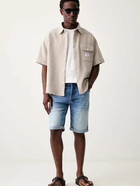 HUGO kratke hlače denim HUGO modra