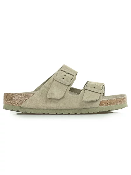 Klapki Birkenstock zamszowe zielone