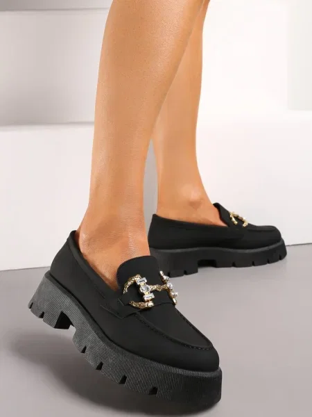 Mocasini cu Talpă Groasă cu Cataramă Rosarose negri