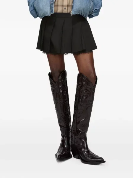 Fusta plisata Acne Studios plisată din dantelă albastru