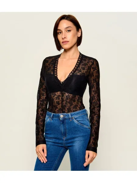 Pinko De dantelă body Lambrusco negru