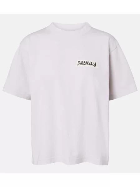 Tricou Balenciaga din jerseu alb