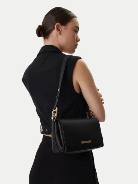 Lniana torebka Love Moschino czarna