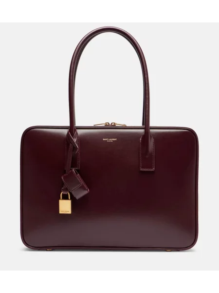 Usnjena usnjena torbica Saint Laurent bordo