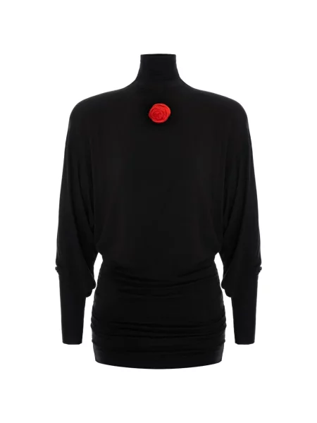 Rochie mini Manuri cu model floral cu aplicații negru