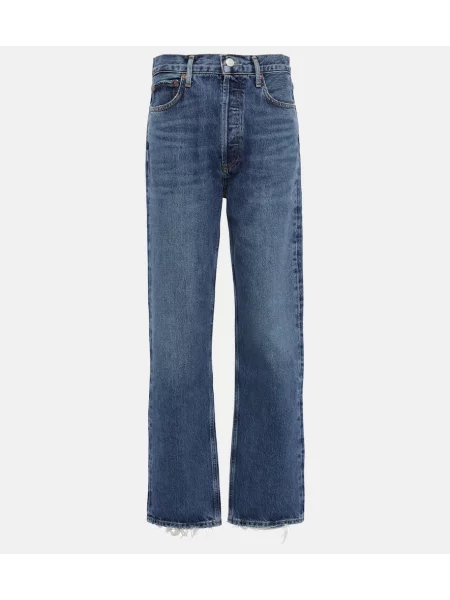 Proste jeansy Agolde z wysoką talią niebieskie
