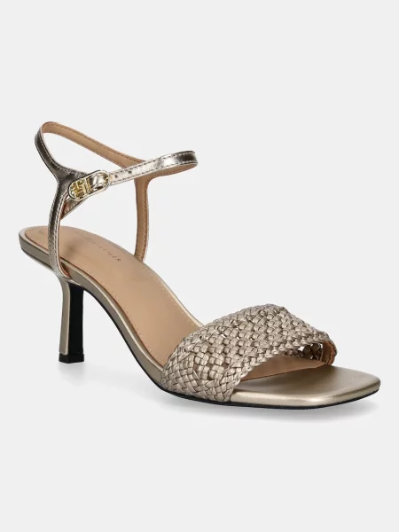 Сандали Tommy Hilfiger METALLIC LTHR KITTEN SANDAL златисто