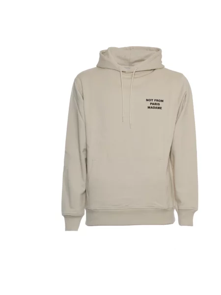 Drole de Monsieur Bluzy Mężczyzna XL Bluza z Kapturem z Napisem beżowy