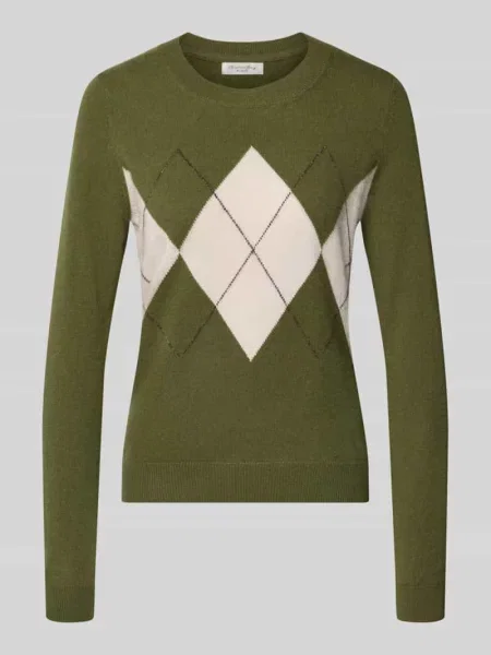 Sweter z dzianiny w kroju slim fit z mieszanki kaszmiru z okrągłym dekoltem Christian Berg Woman
