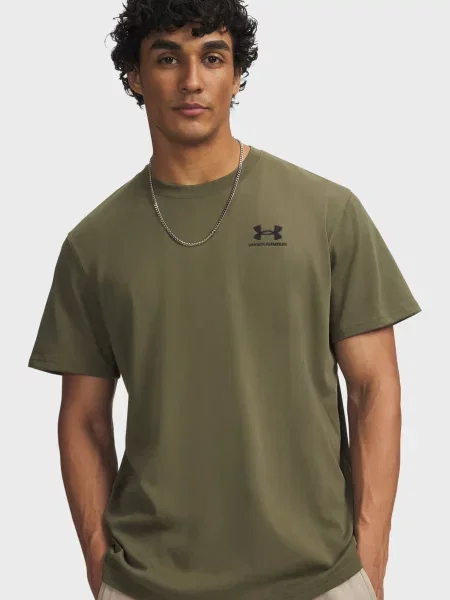 Утеплена футболка Under Armour з лого оливкова