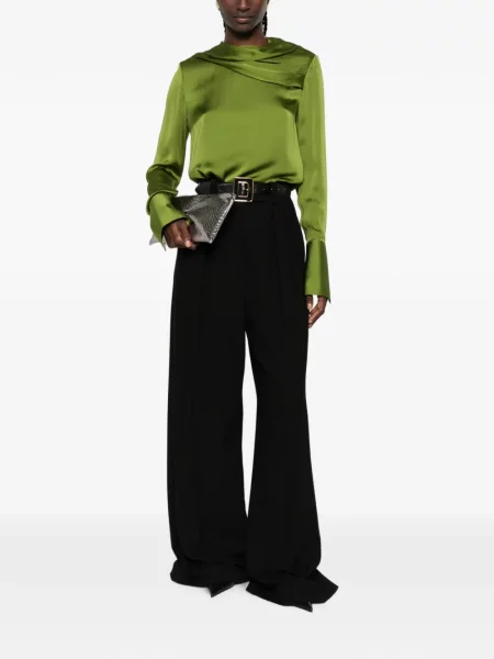 Gulerat bluză Tom Ford drapată verde