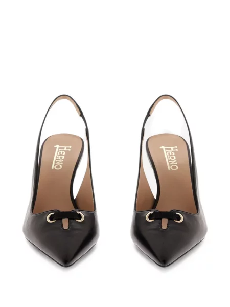 Pantofi cu toc Herno din piele slingback negru