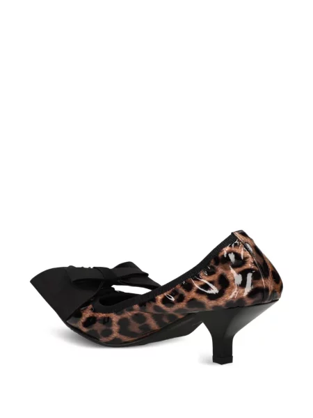 Pantofi cu toc Ras cu funde cu model leopard maro
