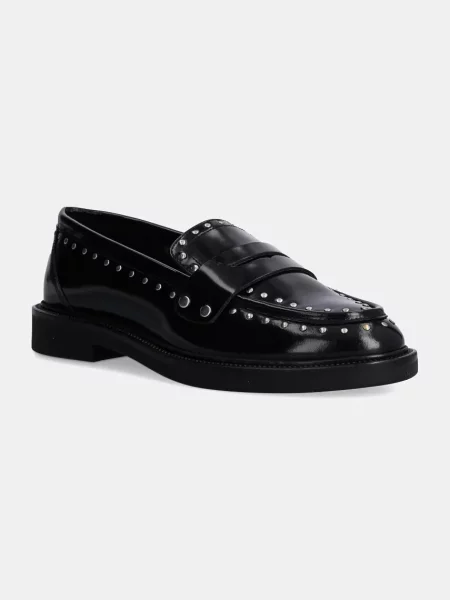 Kožne mokasinke Steve Madden Harloe za žene ravni potplat crna