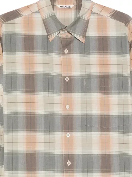 Vunena košulja Auralee karirana s printom