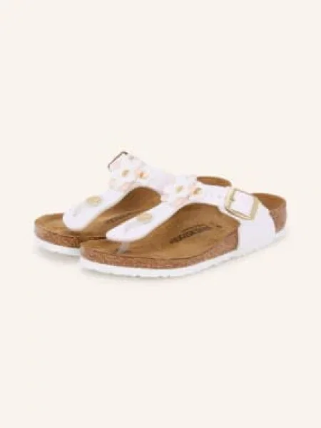 Birkenstock Prstové Sandály Gizeh Flowers S Cvočky / zlatá / růžová bílá