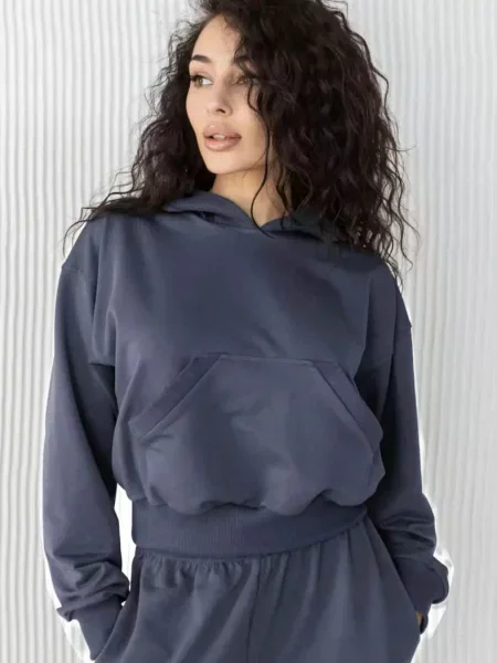 Женское однотонное худи сіра