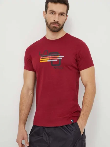 Футболка LA Sportiva Stripe Cube з принтом бордовий