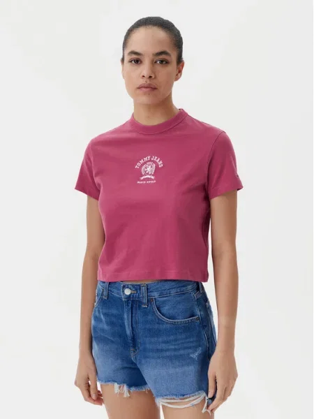 Тениска Tommy Jeans розово