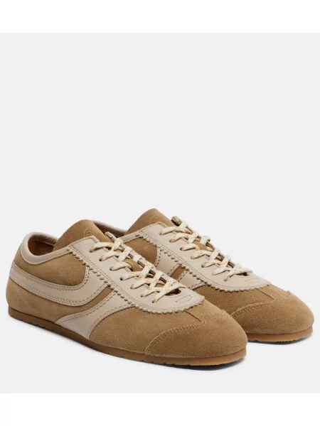 Sneakerși Dries Van Noten din piele de căprioară bej