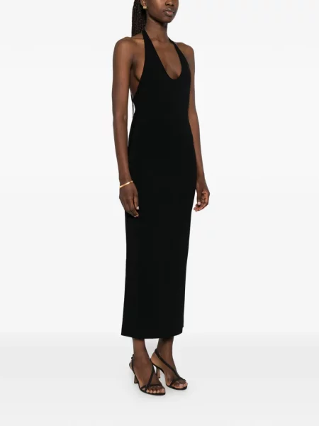Rochie midi Toteme cu gât halter negru