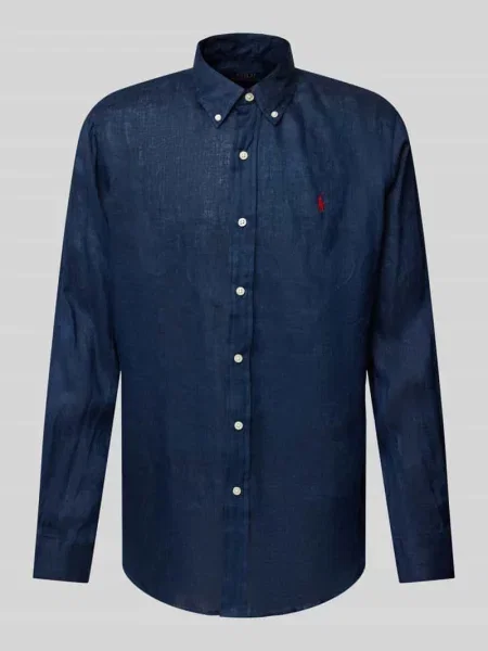 Lniana koszula Polo Ralph Lauren niebieska