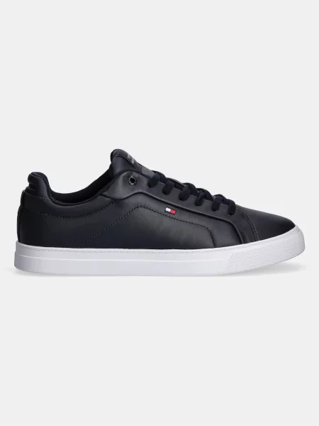 Tommy Hilfiger Usnjene superge ICON COURT LTH FLAG ESS modra