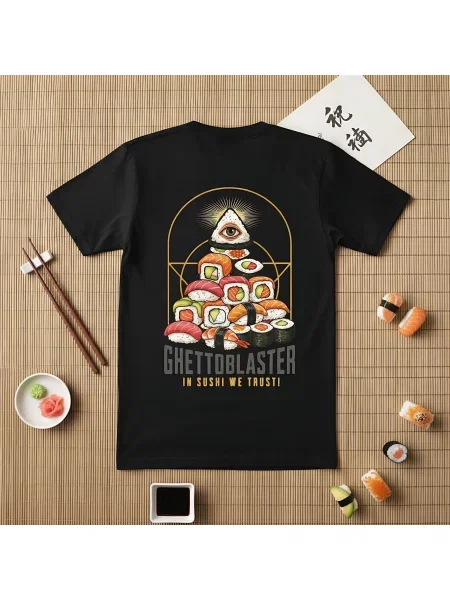 Koszulka z serii Trust Sushi-Czarna-Streetwear czarna