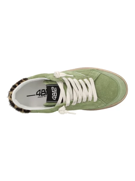 Sneakersy 4b12 skórzane zielone