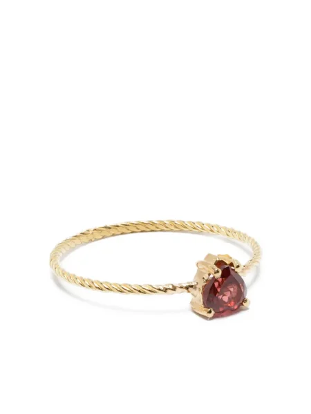 Inel Wouters & Hendrix Gold cu garnet cu motiv cu inimi galben