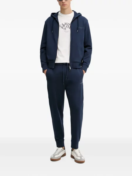 Trčanje hlače Armani Exchange s printom s vezicama plava