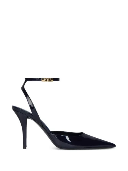 Pantofi cu toc Balmain din piele cu bretele albastru