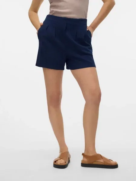 Шорти Vero Moda темно-синій льон/віскоза сині