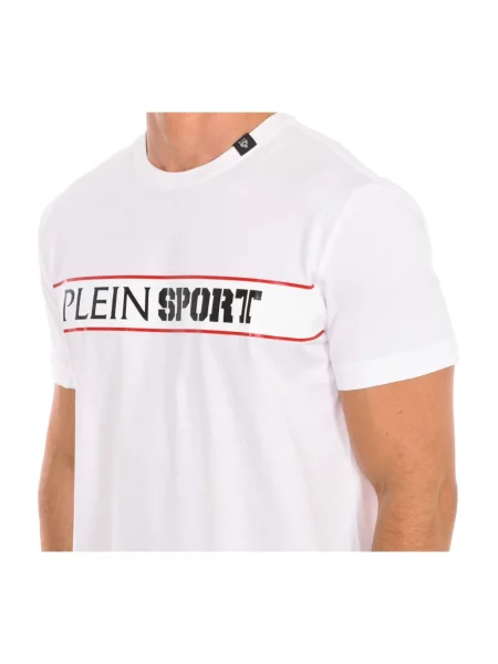 Koszulka sportowa Plein Sport z nadrukiem z krótkim rękawem biała