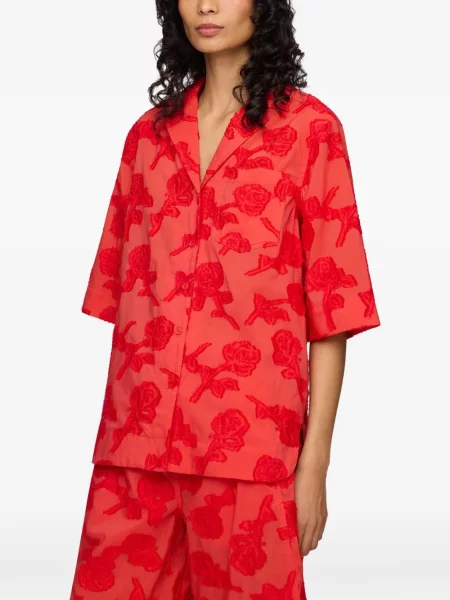 Cămașă Ganni cu model floral roșu