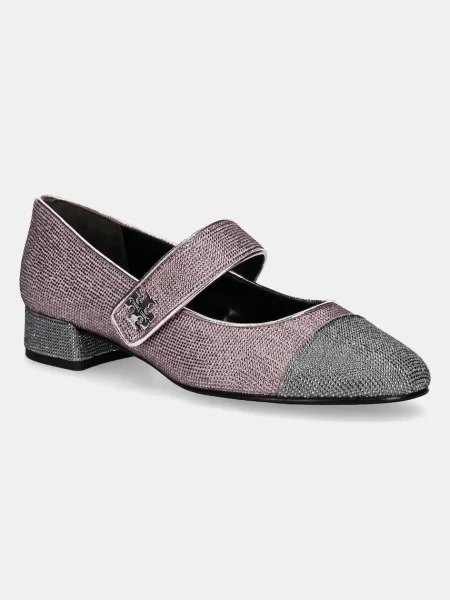 Tory Burch tocuri din piele intoarsa Cap-Toe Mary Jane Pave Heel Ballet cu drept roz
