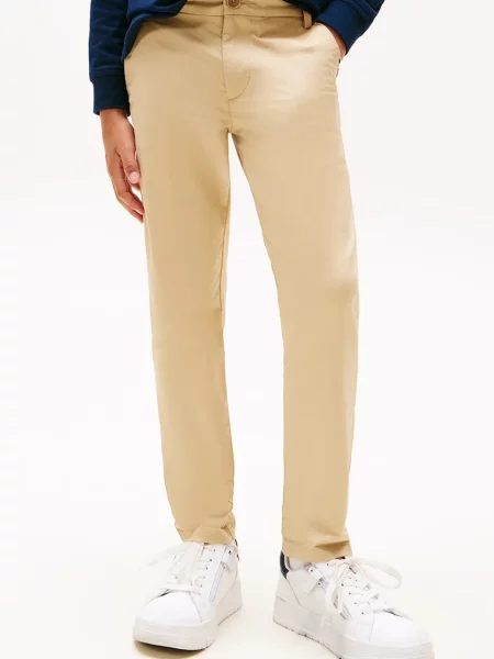 Tommy Hilfiger pantaloni chinos pentru copii cu bej