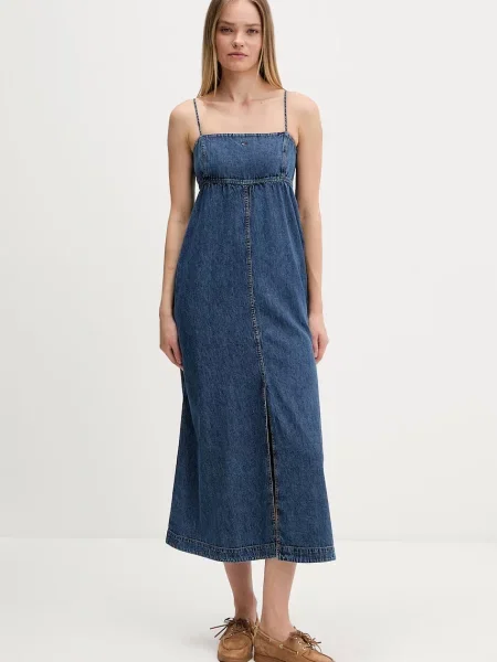 Tommy Jeans haljina A-kroja traper plava