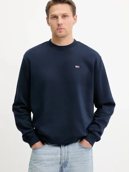 Tommy Jeans pulover z bombažem modra