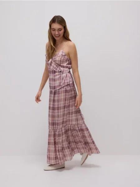 Reserved Spódnica maxi w kratę wielobarwny
