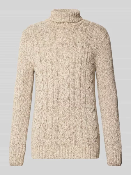 Sweter z dzianiny z prążkowanymi wykończeniami Ragman biały