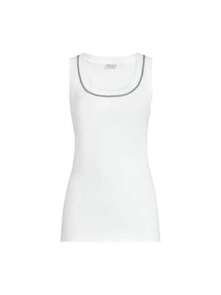 Top Brunello Cucinelli z dżerseju biały