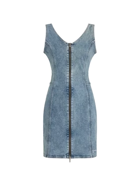 Rochie din denim Karl Lagerfeld Jeans cu decolteu în V de costum mini albastru
