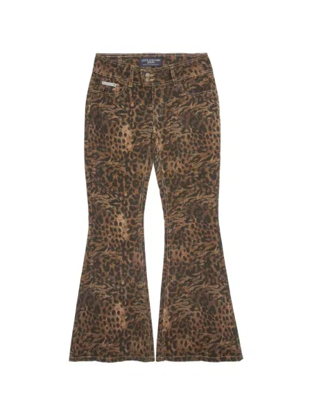 Blugi evazați Juicy Couture cu imagine cu imprimeu animal print evazate maro