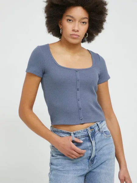 Тениска Hollister Co. дамска тъмносиньо